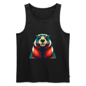 Marmotte Personnage De Dessin Animé Animal De Compagnie Coloré - Débardeur bio Premium Homme - noir - Devant - Michal (187cm)