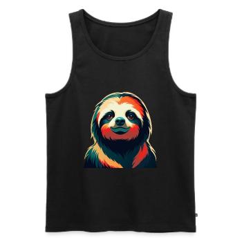 Faultier Cartoon Figur Buntes Haustier Tier - Männer Premium Bio Tank Top - Schwarz - Vorne - AI Model Male 178 light (178cm)