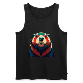 Beaver Cartoon Character Colorful Pet Animal - Men's Premium Organic Tank Top - black - Front - Michal (187cm)