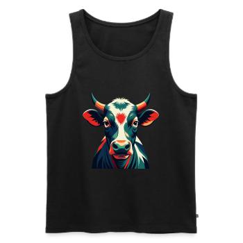 Kuh Cartoon Figur Buntes Haustier Tier - Männer Premium Bio Tank Top - Schwarz - Vorne - AI Model Male 178 light (178cm)