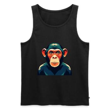 Chimpanzé Personnage De Dessin Animé Animal De Compagnie Coloré - Débardeur bio Premium Homme - noir - Devant - Michal (187cm)