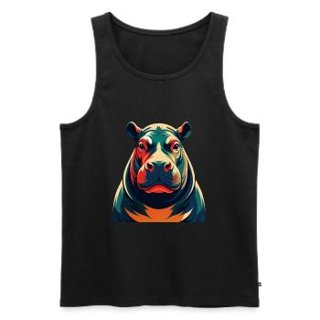 Hippo Cartoon Character Colorful Pet Animal - Men's Premium Organic Tank Top - black - Front - AI Model Male 178 light (178cm)