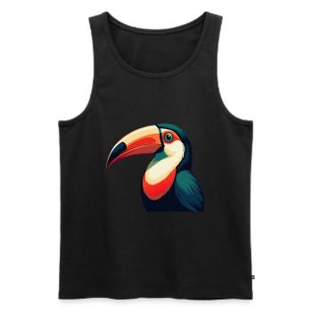 Tukan Zeichentrickfigur Buntes Haustier Tier - Männer Premium Bio Tank Top - Schwarz - Vorne - Michal (187cm)