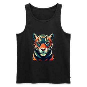 Leopard Cartoon Character Colorful Pet Animal - Men's Premium Organic Tank Top - black - Front - AI Model Male 178 light (178cm)
