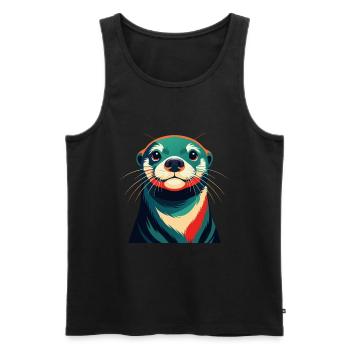 Loutre, Personnage De Dessin Animé, Animal De Compagnie Coloré - Débardeur bio Premium Homme - noir - Devant - Michal (187cm)