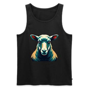 Schaf Cartoon Figur Buntes Haustier Tier - Männer Premium Bio Tank Top - Schwarz - Vorne - Michal (187cm)