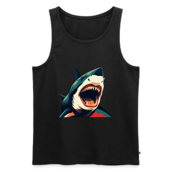requin dessin animé personnage animal de compagnie coloré - Débardeur bio Premium Homme - noir - Devant - Michal (187cm)