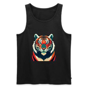 Tiger Cartoon Figur Buntes Haustier Tier - Männer Premium Bio Tank Top - Schwarz - Vorne - AI Model Male 178 light (178cm)