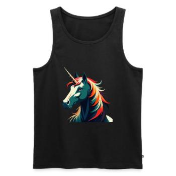 Licorne Dessin animé Personnage Animal de compagnie coloré - Débardeur bio Premium Homme - noir - Devant - Michal (187cm)
