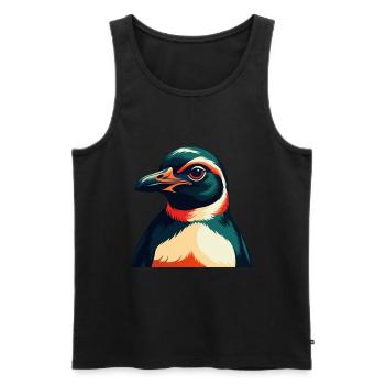 Pinguin Zeichentrickfigur Buntes Haustier Tier - Männer Premium Bio Tank Top - Schwarz - Vorne - Michal (187cm)