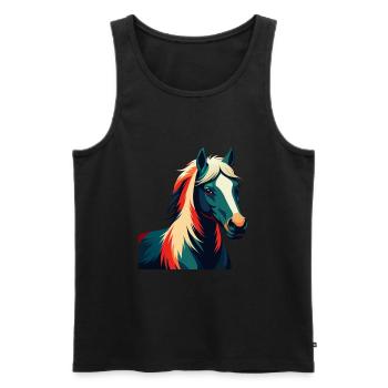 Poney Personnage De Dessin Animé Animal De Compagnie Coloré - Débardeur bio Premium Homme - noir - Devant - AI Model Male 178 light (178cm)