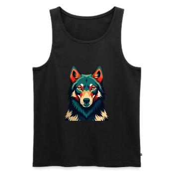 Wolf Cartoon Character Colorful Pet Animal - Men's Premium Organic Tank Top - black - Front - AI Model Male 178 light (178cm)