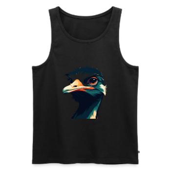 Autruche Dessin Animé Personnage Animal Coloré Animal De Compagnie - Débardeur bio Premium Homme - noir - Devant - AI Model Male 178 light (178cm)