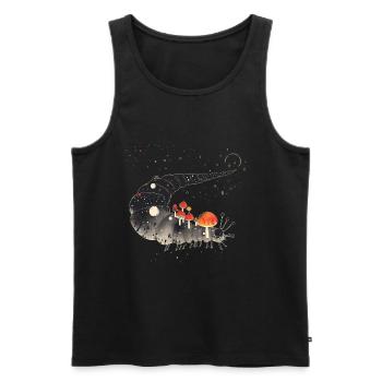 Surreal Caterpillar with Toadstools - Forest Motif - Men's Premium Organic Tank Top - black - Front - Michal (187cm)