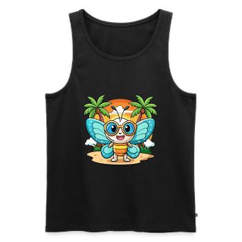 papillon drôle dessin animé d’été plage lunettes de soleil - Débardeur bio Premium Homme - noir - Devant - Michal (187cm)