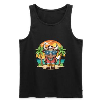 Bull Funny Cartoon Lunettes de soleil de plage d’été - Débardeur bio Premium Homme - noir - Devant - Michal (187cm)