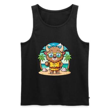 Bison Lustige Cartoon Sommer Strand Sonnenbrille - Männer Premium Bio Tank Top - Schwarz - Vorne - AI Model Male 178 light (178cm)