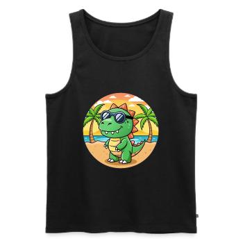 Dinosaure Funny Cartoon Lunettes de soleil de plage d’été - Débardeur bio Premium Homme - noir - Devant - Michal (187cm)