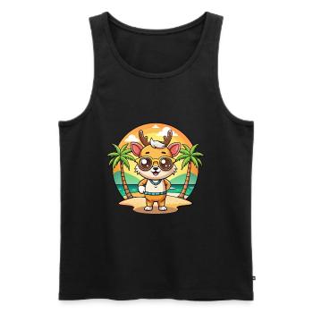 Deer Funny Cartoon Summer Beach Sunglasses - Men's Premium Organic Tank Top - black - Front - Michal (187cm)