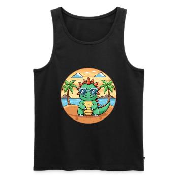 Dragon Funny Cartoon Summer Beach Sunglasses - Men's Premium Organic Tank Top - black - Front - Michal (187cm)