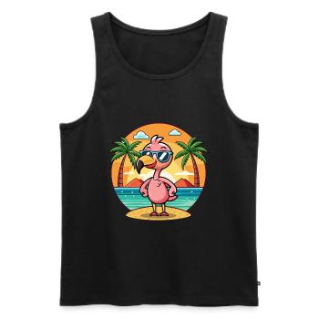 Flamingo Lustige Cartoon Sommer Strand Sonnenbrille - Männer Premium Bio Tank Top - Schwarz - Vorne - AI Model Male 178 light (178cm)