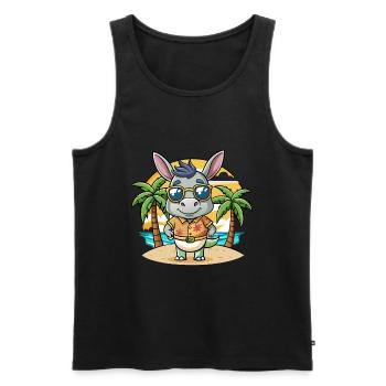 Esel Lustige Cartoon Sommer Strand Sonnenbrille - Männer Premium Bio Tank Top - Schwarz - Vorne - AI Model Male 178 light (178cm)