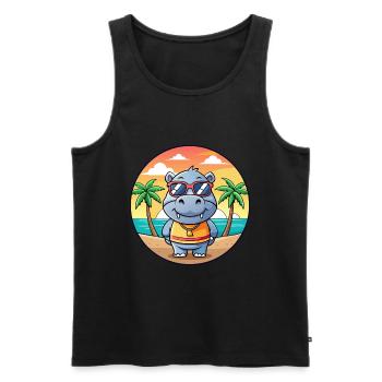 Hippo Funny Cartoon Summer Beach Sunglasses - Men's Premium Organic Tank Top - black - Front - Michal (187cm)