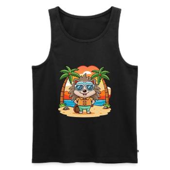 Igel Lustige Cartoon Sommer Strand Sonnenbrille - Männer Premium Bio Tank Top - Schwarz - Vorne - AI Model Male 178 light (178cm)
