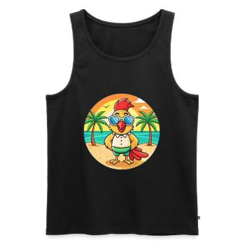 Hahn Lustige Cartoon Sommer Strand Sonnenbrille - Männer Premium Bio Tank Top - Schwarz - Vorne - Michal (187cm)