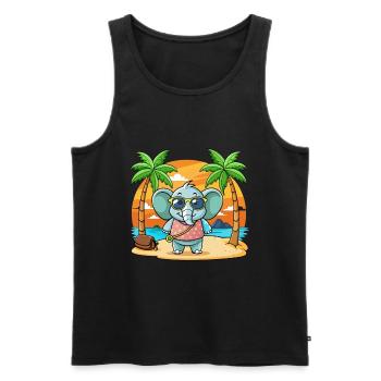Elephant Funny Cartoon Summer Beach Sunglasses - Men's Premium Organic Tank Top - black - Front - Michal (187cm)