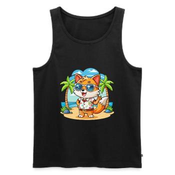 Fox Funny Cartoon Summer Beach Sunglasses - Men's Premium Organic Tank Top - black - Front - Michal (187cm)