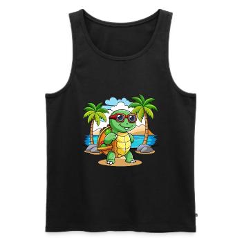 Schildkröte Lustige Cartoon Sommer Strand Sonnenbrille - Männer Premium Bio Tank Top - Schwarz - Vorne - Michal (187cm)