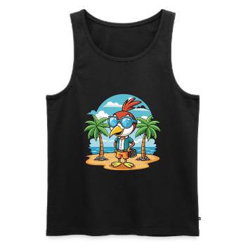 Woodpecker Lustige Cartoon Sommer Strand Sonnenbrille - Männer Premium Bio Tank Top - Schwarz - Vorne - Michal (187cm)