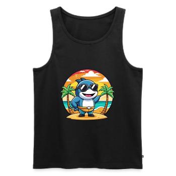 Lunettes de soleil de plage d’été de dessin animé drôle d’Orca - Débardeur bio Premium Homme - noir - Devant - Michal (187cm)