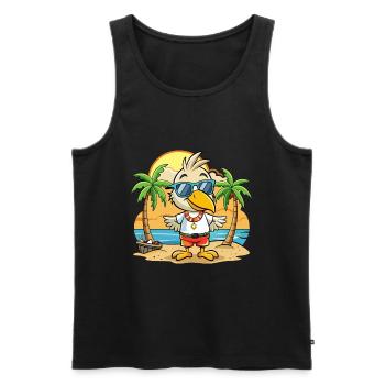 Pelikan Lustige Cartoon Sommer Strand Sonnenbrille - Männer Premium Bio Tank Top - Schwarz - Vorne - Michal (187cm)