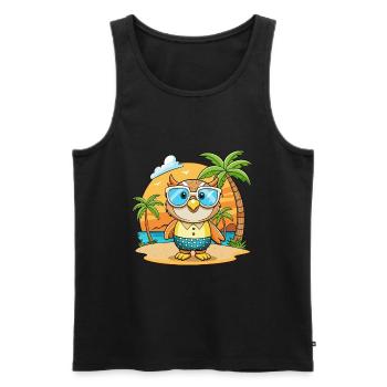 Eule Lustige Cartoon Sommer Strand Sonnenbrille - Männer Premium Bio Tank Top - Schwarz - Vorne - AI Model Male 178 light (178cm)