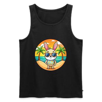 Rabbit Funny Cartoon Summer Beach Sunglasses - Men's Premium Organic Tank Top - black - Front - Michal (187cm)