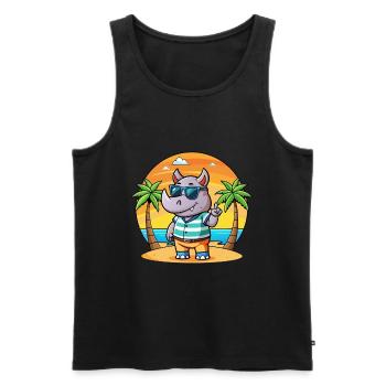 Rhino Lustige Cartoon Sommer Strand Sonnenbrille - Männer Premium Bio Tank Top - Schwarz - Vorne - AI Model Male 178 light (178cm)