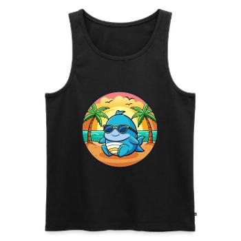 Wal Lustige Cartoon Sommer Strand Sonnenbrille - Männer Premium Bio Tank Top - Schwarz - Vorne - AI Model Male 178 light (178cm)