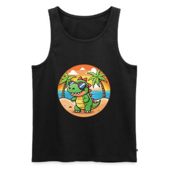 Dinosaure Funny Cartoon Lunettes de soleil de plage d’été - Débardeur bio Premium Homme - noir - Devant - Michal (187cm)