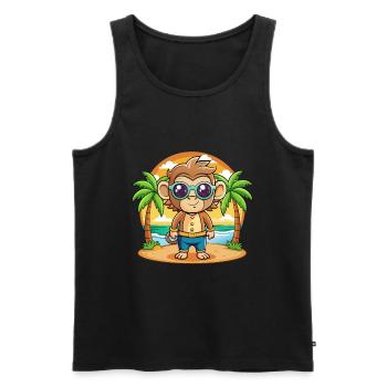 Affe Lustige Cartoon Sommer Strand Sonnenbrille - Männer Premium Bio Tank Top - Schwarz - Vorne - AI Model Male 178 light (178cm)