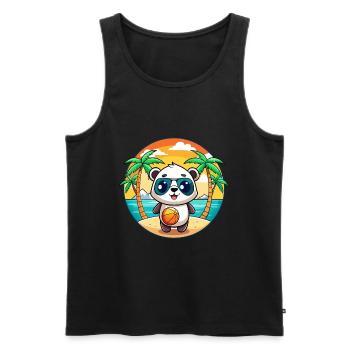 Panda Lustige Cartoon Sommer Strand Sonnenbrille - Männer Premium Bio Tank Top - Schwarz - Vorne - AI Model Male 178 light (178cm)