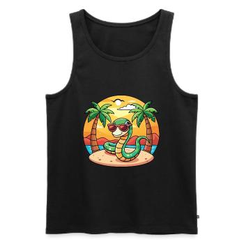 Snake Funny Cartoon Summer Beach Sunglasses - Men's Premium Organic Tank Top - black - Front - Michal (187cm)