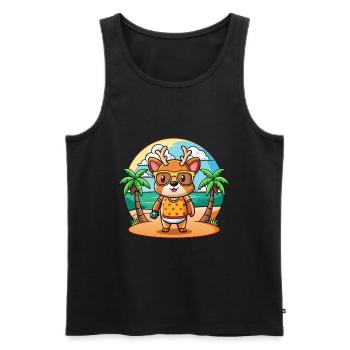 Deer Funny Cartoon Summer Beach Sunglasses - Men's Premium Organic Tank Top - black - Front - Michal (187cm)