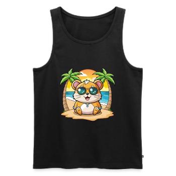 Lunettes de soleil de plage d’été de dessin animé drôle de hamster - Débardeur bio Premium Homme - noir - Devant - Michal (187cm)