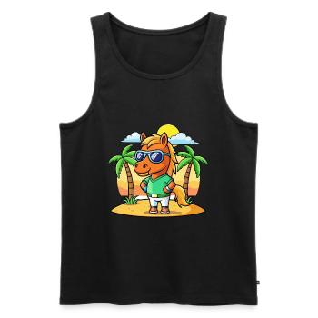 Pferd Lustige Cartoon Sommer Strand Sonnenbrille - Männer Premium Bio Tank Top - Schwarz - Vorne - Michal (187cm)