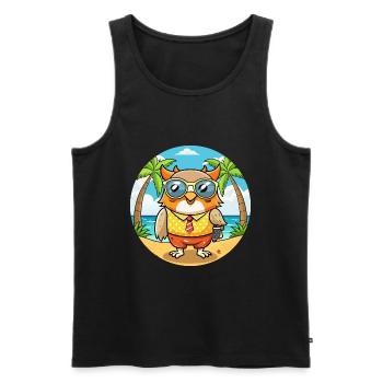 Eule Lustige Cartoon Sommer Strand Sonnenbrille - Männer Premium Bio Tank Top - Schwarz - Vorne - AI Model Male 178 light (178cm)