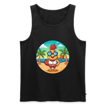 Hahn Lustige Cartoon Sommer Strand Sonnenbrille - Männer Premium Bio Tank Top - Schwarz - Vorne - Michal (187cm)