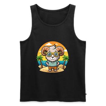Ram Lustige Cartoon Sommer Strand Sonnenbrille - Männer Premium Bio Tank Top - Schwarz - Vorne - AI Model Male 178 light (178cm)