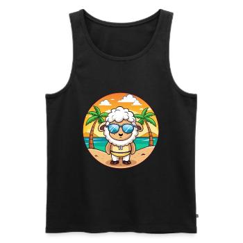Sheep Funny Cartoon Summer Beach Sunglasses - Men's Premium Organic Tank Top - black - Front - Michal (187cm)